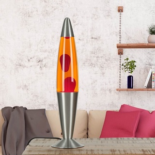 Licht-Erlebnisse Moderne Lavalampe groß, Tischlampe Orange Rot, 42 cm, inklusive Leuchtmittel, G9 25 W mit Kabelschalter, Geschenkidee, Jugendzimmer, Partyraum, Retro Lampe