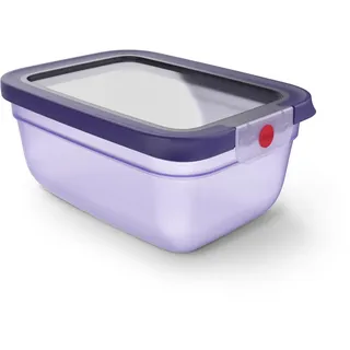 EMSA oneClick Frischhaltedose, verschlossen mit nur 1 x Klick, Lebensmittel 2 x länger frisch, 100% dicht, Made in Germany, 1,5L, gefrier-, mikrowellen- und spülmaschinengeeignet, violett, N1211200