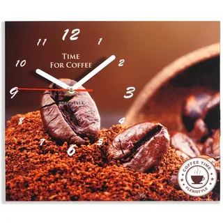 FLEXISTYLE Moderne Küche Wanduhr Kaffee Royal, rechteckig, wanduhr deko, 25 x 30 cm