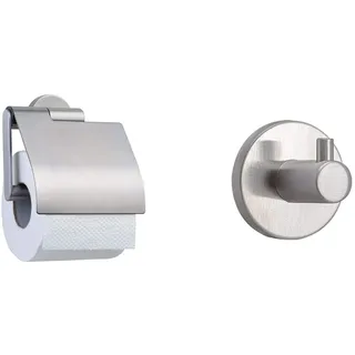 Tiger Boston Toilettenpapierhalter, Edelstahl gebürstet & Boston Haken klein, Edelstahl gebürstet