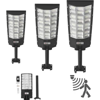 SucceBuy Solar Straßenlaterne 450000LM, 8000W Straßenlampe mit Dämmerungssensor, LED-Flutlicht mit Bewegungsmelder, IP67 wasserdichte Außenleuchte für Einfahrt und Hof, 3er-Set