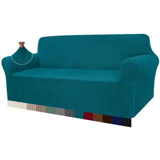 Granbest High Stretch Sofabezug Moderne Sofaüberwurf Jacquard Elastische Sofahusse für Wohnzimmer Protector für Hunde Haustiere (4 Sitzer, Blaugrün)