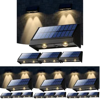 OUSFOT Solarleuchten für Außen (4 Stück) Wasserdicht 1200mAH 3200K Warmweiß Solar Wandleuchte Aussen Solarlampen Solar Zaunleuchten für Geländer Zaun Wand Garten (Packung mit 4)