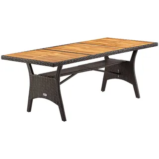 Polyrattan Gartentisch Takeo Braun 190x90x74cm Akazie