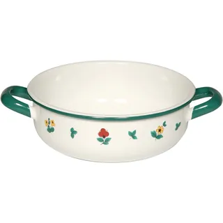 Riess, 0443-049, Bauernschüssel 14, COUNTRY - GMUNDNER STREUBLUMEN, Durchmesser 14 cm, Höhe 6.4 cm, Inhalt 0.85 Liter, Emaille, Farmerschüssel, weiß mit Streublumen, Induktion