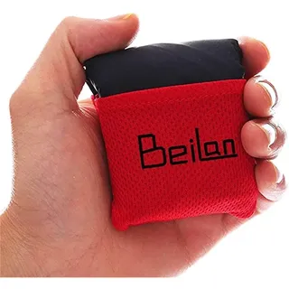 BeiLan MIni Picknickdecke Wasserdicht, Ultraleicht, Kleines Packmaß - Ideal für Ground Sheet, Pocket Blanket, Stranddecke, Taschendecke, Campingdecke, Sitzunterlage (70 * 110cm, Schwarz& Rot)