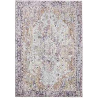 benuta Basic Waschbarer Teppich George - Multicolor/Lila 140x200 cm - Kunstfaser - Rechteckig & im Style: Vintage, Elegant, Retro - Pflegeleicht für