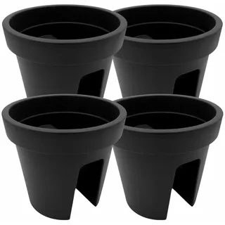 Geländertopf anthrazit 4er-Set Balkontopf Balkonkasten Hängetopf Blumentopf