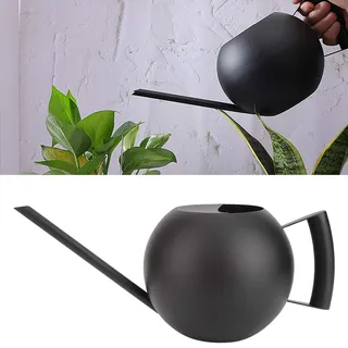 Gießkanne Zimmerpflanzen Schwarz 1L, Kleine Giesskanne Edelstahl mit Langem Auslauf, Modernes Design für Innenbereich, Balkon, Terrasse, Leicht zu Reinigen