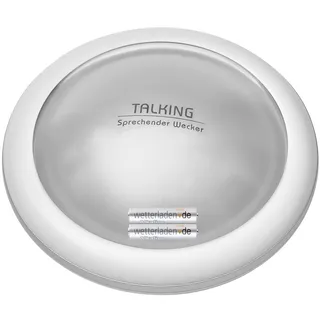 TFA Dostmann Sprechender Wecker mit Zeitansage TALK2, 60.2565, mit Funkuhr, Ansage von Wochentag/Datum, Alltagshelfer für Blinde, Sehbehinderte, in Deutsch, Lautstärke regelbar (Silber mit Batterien)
