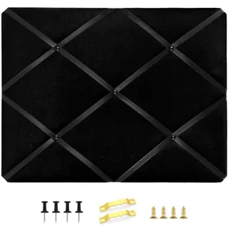 Aitakatta Pinnwand aus schwarzem Stoff, 43.2x33 cm, Samtpinnwand für Wand, Vision Board, Nachrichtenbrett, Korktafel mit überkreuzten Bändern für Zuhause, Büro, Wanddekoration (BK Velvet, 4333)