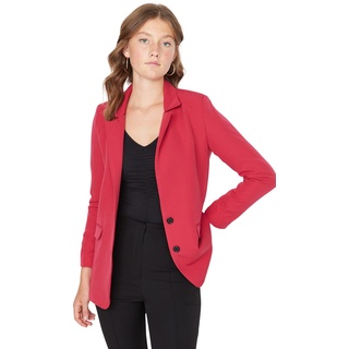 TRENDYOL Damen Trendyol Dames Regular Basic Plain Geweven Blazer Coat, Rot, 34 EU