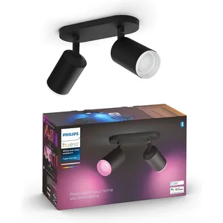 Philips Hue White & Color Ambiance Fugato 2er Spot, schwarz 2x350lm, dimmbar, 16 Mio. Farben, steuerbar via App, kompatibel mit Amazon Alexa (Echo, Echo Dot), neue Generation