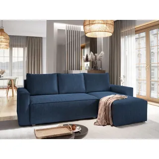 masseno Eckcouch Polyester mit Schlaffunktion 2-Sitzer Blau