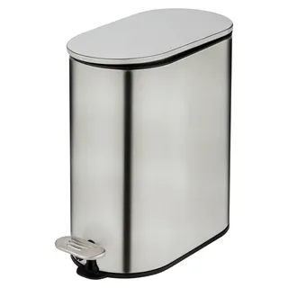 WENKO Kosmetikeimer Mod Collungo Treteimer 5l Edelstahl satiniert mit Easy-Close Absenkautomatik Anti-Fingerabdruck Beschichtung 14x28,5x29,5 cm