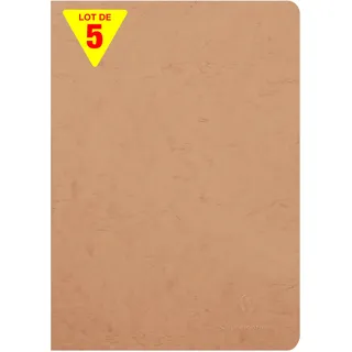 Clairefontaine 733000Cpack - Packung 5 Heft - Notizbuch mit Drahtheftung, Age Bag, DIN A4 21x29,7 cm, 48 Blatt, blanko, 90g, Tabakbraun, 1 Pack
