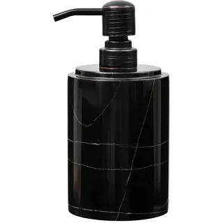 JIMEI Seifenspender aus schwarzem Marmor, Hand oder Schale für Bad & Küche, dekorativer natürlicher Marmorstein, Flüssigseifenspender aus Edelstahl, leicht gleitende Pumpe, nachfüllbar