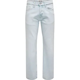 ONLY & SONS Helle Denim Jeans mit geradem Bein und Five-Pocket-Design Größe: 29W / 32L - Blau