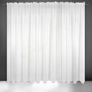 Eurofirany Gardine Vorhang Voile Glatt Transparent Kräuselband 1 STK. Durchsichtig Hochwertig Schlafzimmer Wohnzimmer Elegant Edel, 400x250cm