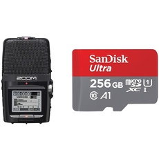 Zoom H2N Handy Recorder & SanDisk Ultra Android microSDXC UHS-I Speicherkarte 256 GB + Adapter (Für Smartphones und Tablets, A1, Class 10, U1, Full HD-Videos, bis zu 150 MB/s Lesegeschwindigkeit)