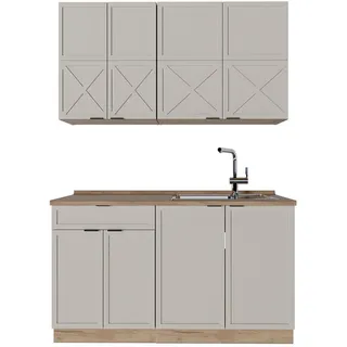 Vicco Singleküche Fame-Line GrauBeige/Goldkraft Eiche 140 cm, AP Eiche , Holzwerkstoff , Küchenblock,Rechteckig , 140x81.6x60 cm , Küchen, Küchenzeilen & Küchenblöcke, Küchenzeilen, Küchenzeilen ohne Geräte