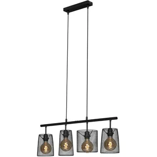 BRILONER Leuchten Pendelleuchte Draht, Retro Hängelampe 4-flammig, E27 max. 60 Watt, Esszimmerlampe 4026-045 Schwarz