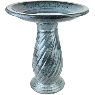 Mondex Vogeltränke Madie blau 53/53/63 cm Keramik , Blau , 53x63x53 cm , Dekoration, Gartendeko