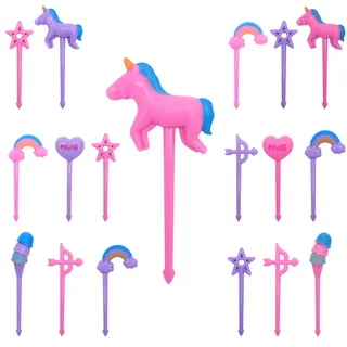 Get Fresh 24 Stück Miniatur Einhorn Zahnstocher für Kinder - Tiernahrung, Obstteller, Bento for Kids Party, Bento Lunch Box