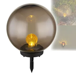 Solarleuchte Garten Kugeln Glas Solarlampe Außen Leuchte Solar mit Pflegetuch - Schwarz, Gelb, Grau