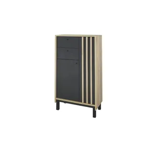 Stella Trading Highboard Schwarz - Badezimmerschrank Bad Schrank mit viel Stauraum - 60 x 106 x 32 cm (B/H/T)