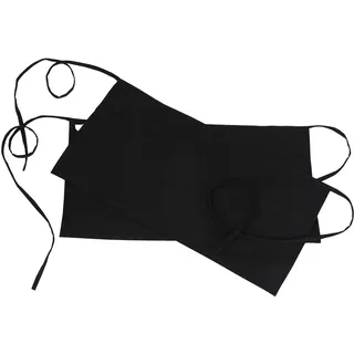 RAJRANG 2er-Set Kellnerschürzen Schwarz 100% Baumwolle 61x30 cm Kurz mit 3 Taschen Unisex für Küche Gastronomie Service