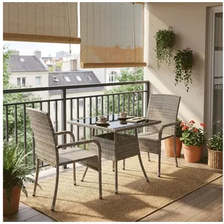 Juskys Yoro Gartenstuhl 50 x 50 x 90 cm grau 2 St.