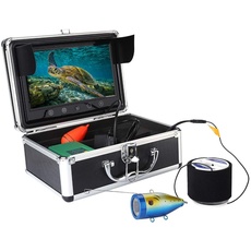 Fischfinder Kamera,ASHATA 50M Unterwasser HD 1000TVL Fischereikamera Unterwasserfischerei Kamera,Wasserdichte Hochintensive 30 LEDs Kamera Fisch Finder mit 9 Zoll TFT Farbdisplay EU(Schwarz)