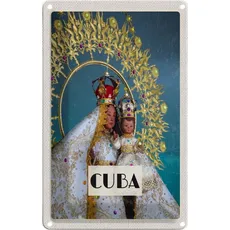 Blechschild 20x30 cm - Cuba Karibik Königin als Statue