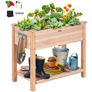 Vevor Hochbeet Holz Pflanzkasten 86 x 46 x 76 cm Khaki