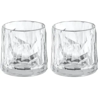 koziol Superglas Club No. 2, 2 Stück, 250 ml, Whiskeyglas aus kristallklarem Kunststoff, luxuriös, unzerbrechlich, wiederverwendbar, Party, Camping, 2er Set