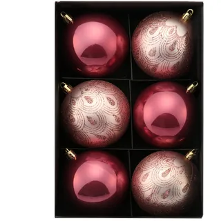 com-four® 6X Weihnachtskugel - Christbaumkugeln aus bruchsicherem Kunststoff für Weihnachten - Baumschmuck für den Christbaum - Christbaumschmuck Ø 8 cm (06 Stück - rosa/pink)