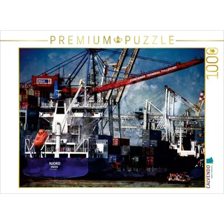 CALVENDO Puzzle Hamburg Containerhafen 1000 Teile Puzzle quer | Lege-Größe cm Foto-Puzzle für glückliche Stunden
