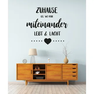 my home Wandtattoo »Zuhause ist, wo man miteinander lebt & lacht« Wandaufkleber, selbstklebend, rückstandslos abziehbar, schwarz
