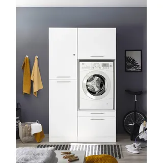 Respekta Clara Waschmaschinenschrank 117,4 x 200 x 67,6 cm Weiß Holz, Kunststoff, Metall, Spanplatte