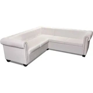 vidaXL Chesterfield Ecksofa 5-Sitzer Kunstleder Weiß
