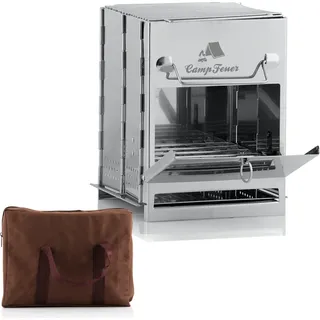 CampFeuer Edelstahl Faltgrill | 22 x 20,5 x 27 cm | Outdoor Camping Klappgrill - Silber