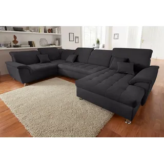 DOMO collection »Franzi optional mit Bettfunktion, Bettkasten & Kopfteilverstellung« XXL-Sofa, Recamiere rechts, graphite, B/T: 352/214 cm,