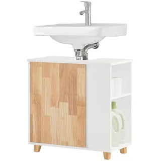 SoBuy Waschbeckenunterschrank Weiß Holzwerkstoff, Holz 59x60x29 cm Badezimmer, Badezimmerschränke, Waschbeckenunterschränke