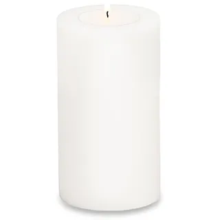 EDZARD Dauerkerze Cornelius (Höhe 18 cm, Ø 10 cm), weiß, hitzebeständig bis 90°, Teelichtkerze in Stumpenkerzen-Optik