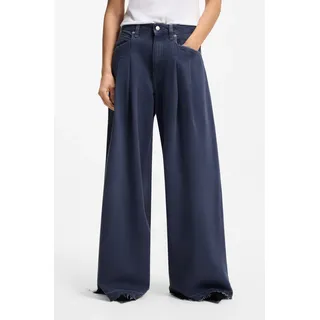 Weite Jeans BOSS ORANGE "SLOUCHY 2PL MR Premium Damenmode", Damen, Gr. 34, Länge 34, medium grau 030, Denim/Jeans, Obermaterial: 53% Baumwolle, 47% Lyocell, unifarben, lang, Jeans Weite Jeans, mit voluminösen Bundfalten