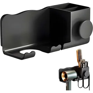 FZYCOM Fönhalter mit Kabelhalterung und Kammaufbewahrungsbox, Föhn Halterung Ohne Bohren, Fön Halterung, Haartrocknerhalter, Hair Dryer Holder, Föhnhalterung Bad Ohne Bohren, Bad Organizer Hängend