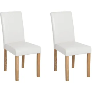 Beliani Stuhl 2er-Set Kunstleder Weiß Broadway , Holz , 42x93x59 cm , Esszimmer, Stühle