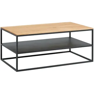 Johann Jakob Couchtisch , Schwarz, Eichefarben , Holz, Metall , Wildeiche , massiv , rechteckig , eckig , 60x41.5x100 cm , Wohnzimmer, Wohnzimmertische, Couchtische, Couchtische eckig