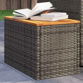 vidaXL Garten-Beistelltische 2 Stk. Grau 55x34x37cm Poly Rattan Holz - Grau